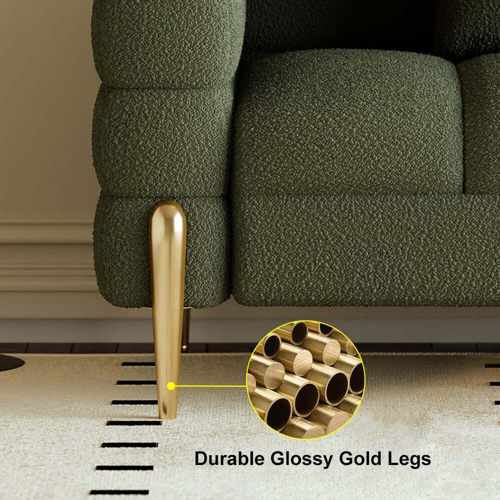 Modern Boucle Modular Sofa With Gold Legs