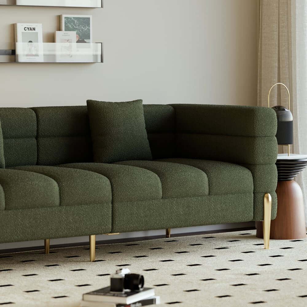 Modern Boucle Modular Sofa With Gold Legs
