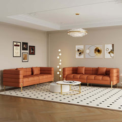 Modern Boucle Modular Sofa With Gold Legs