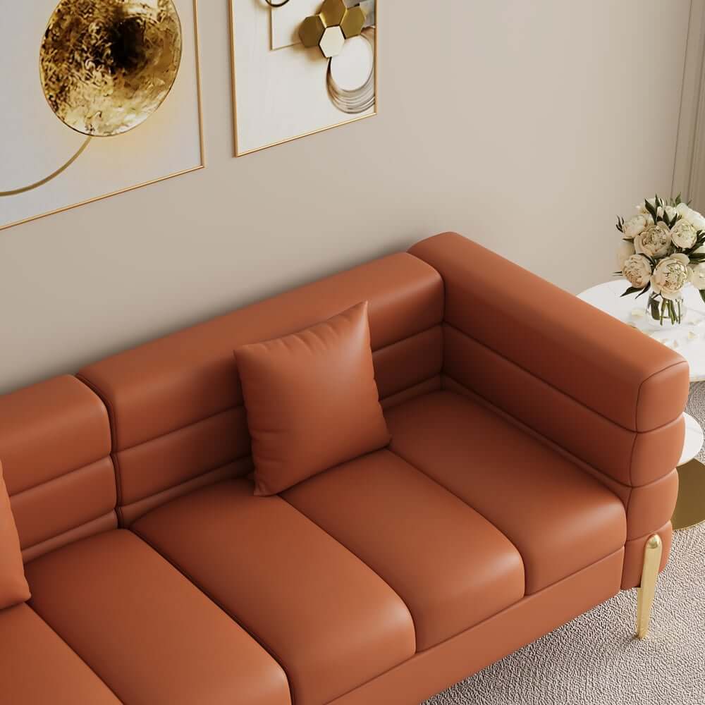 Modern Boucle Modular Sofa With Gold Legs