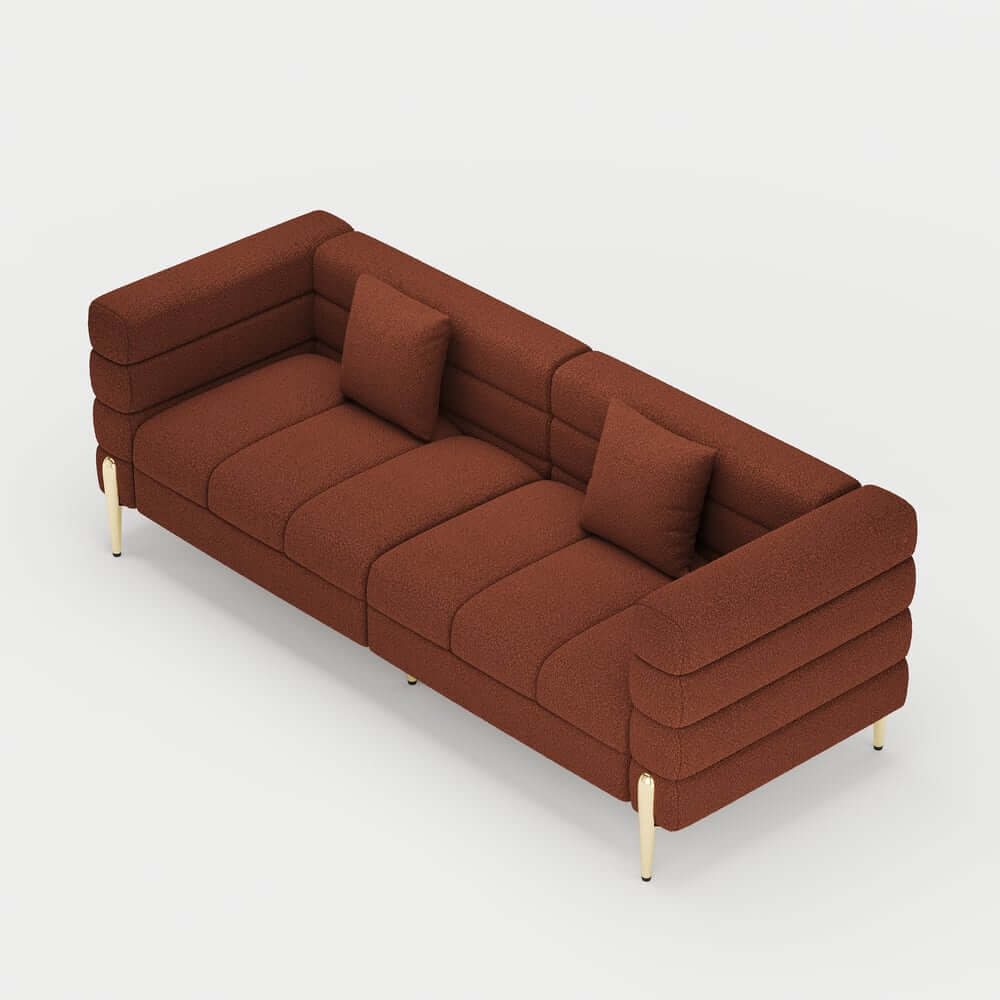 Modern Boucle Modular Sofa With Gold Legs