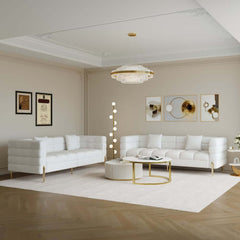 Modern Boucle Modular Sofa With Gold Legs