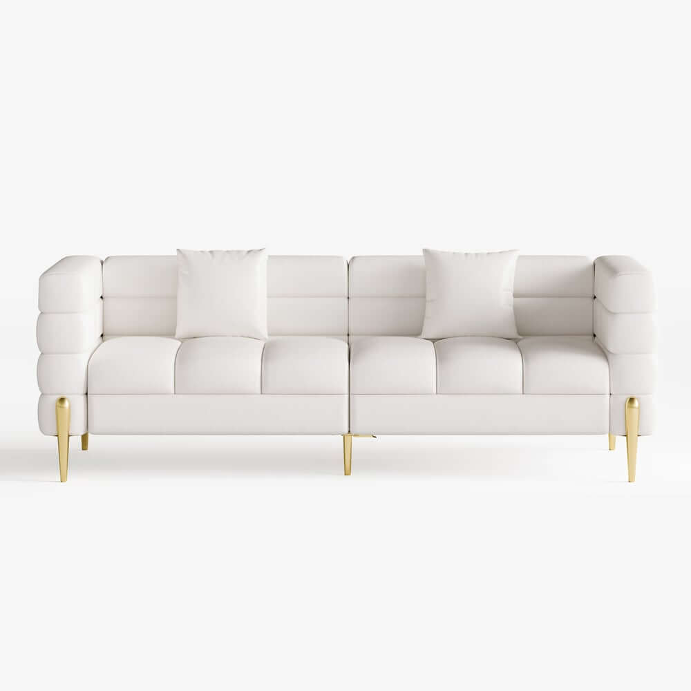 Modern Boucle Modular Sofa With Gold Legs