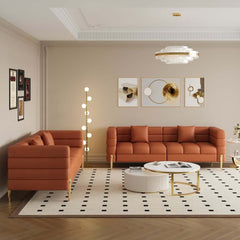 Modern Boucle Modular Sofa With Gold Legs