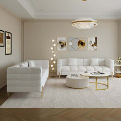 Modern Boucle Modular Sofa With Gold Legs