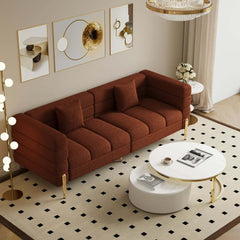 Modern Boucle Modular Sofa With Gold Legs