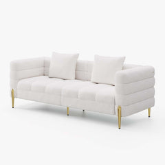 Modern Boucle Modular Sofa With Gold Legs