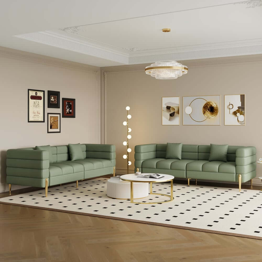 Modern Boucle Modular Sofa With Gold Legs