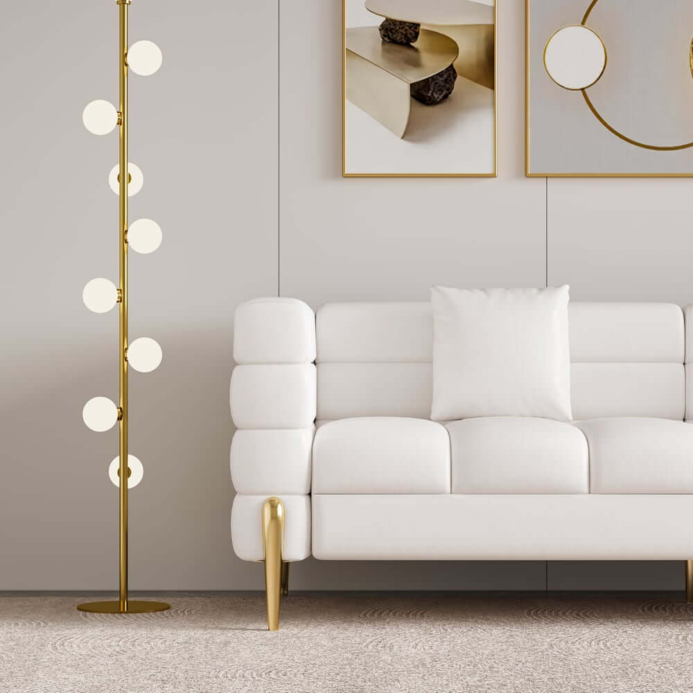 Modern Boucle Modular Sofa With Gold Legs