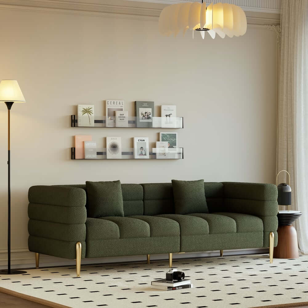 Modern Boucle Modular Sofa With Gold Legs