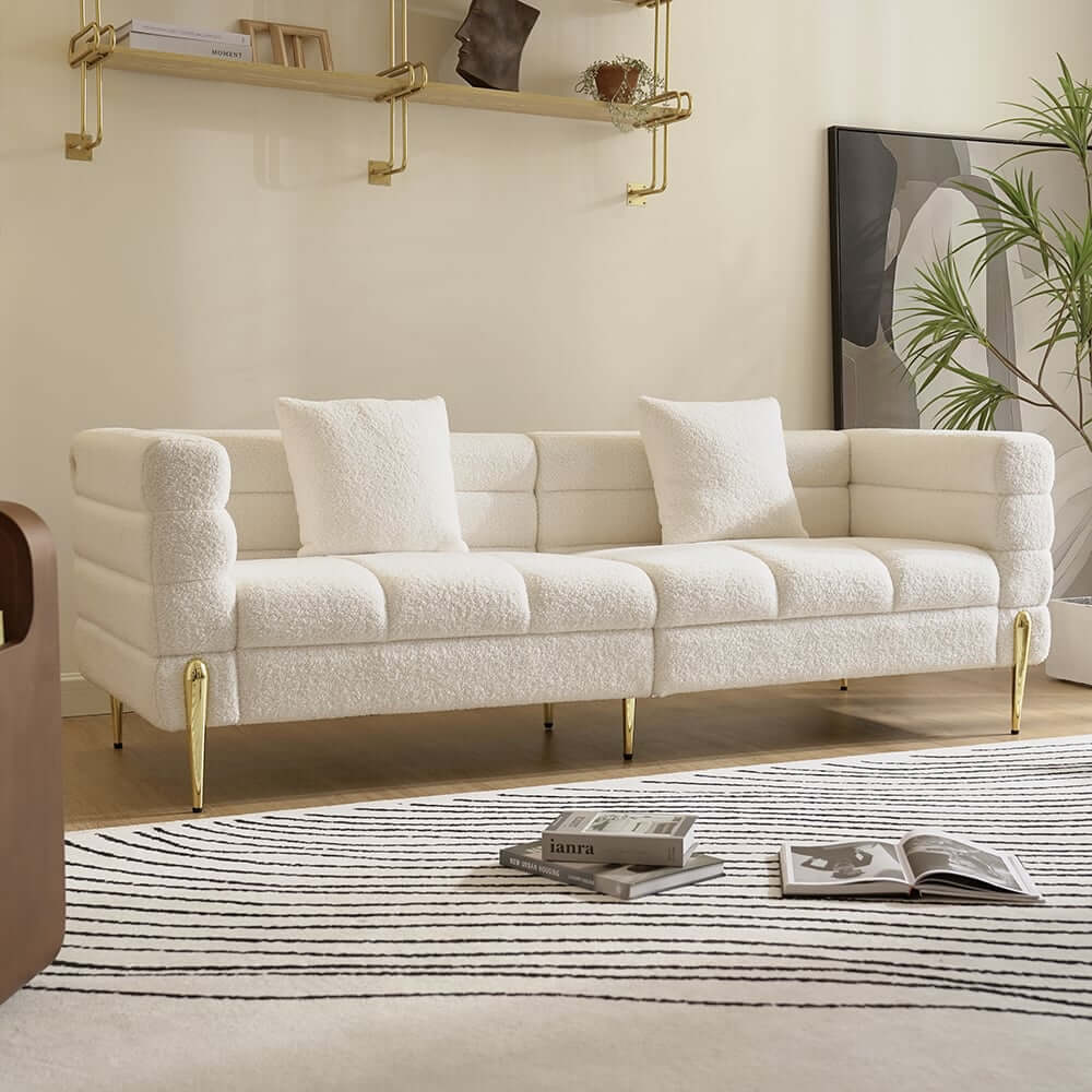 Modern Boucle Modular Sofa With Gold Legs