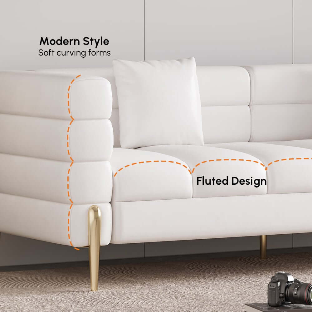 Modern Boucle Modular Sofa With Gold Legs