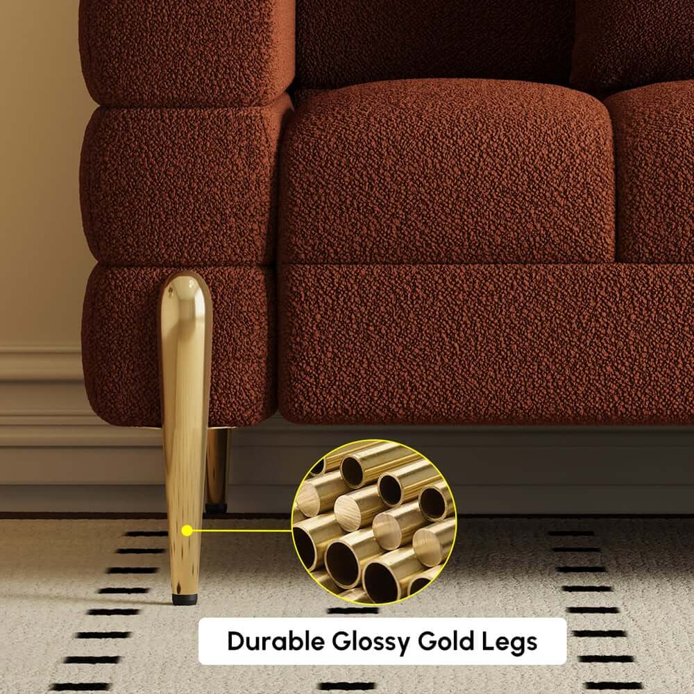 Modern Boucle Modular Sofa With Gold Legs