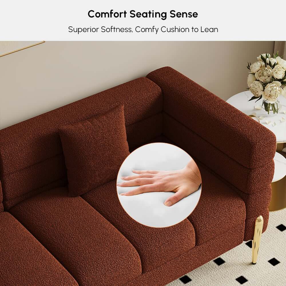 Modern Boucle Modular Sofa With Gold Legs