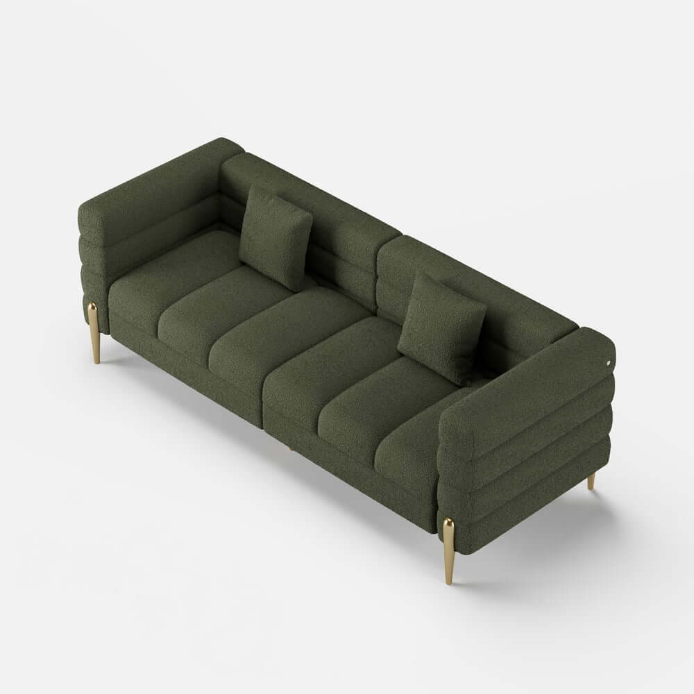 Modern Boucle Modular Sofa With Gold Legs