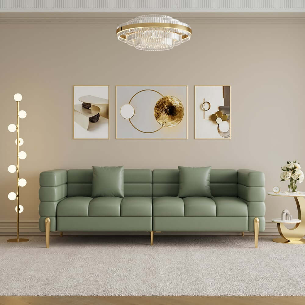 Modern Boucle Modular Sofa With Gold Legs