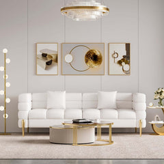 Modern Boucle Modular Sofa With Gold Legs