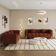Modern Boucle Modular Sofa With Gold Legs