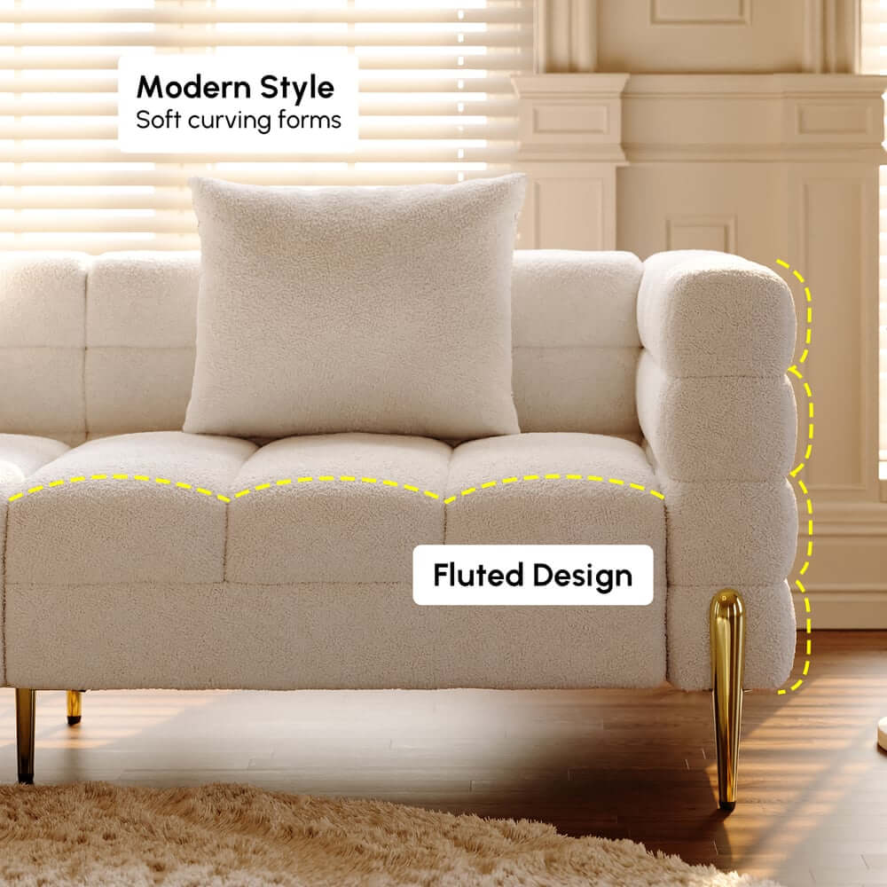 Modern Boucle Modular Sofa With Gold Legs