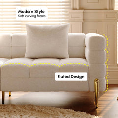 Modern Boucle Modular Sofa With Gold Legs