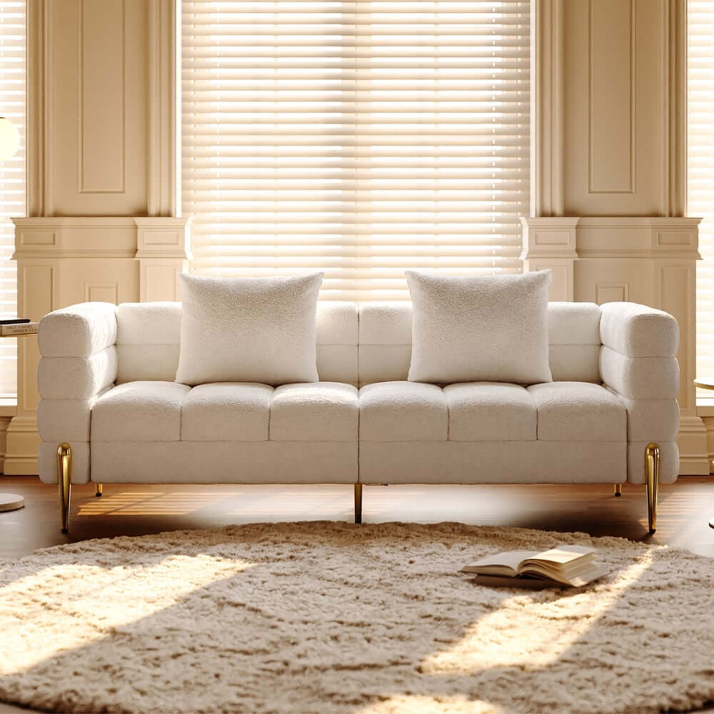Modern Boucle Modular Sofa With Gold Legs