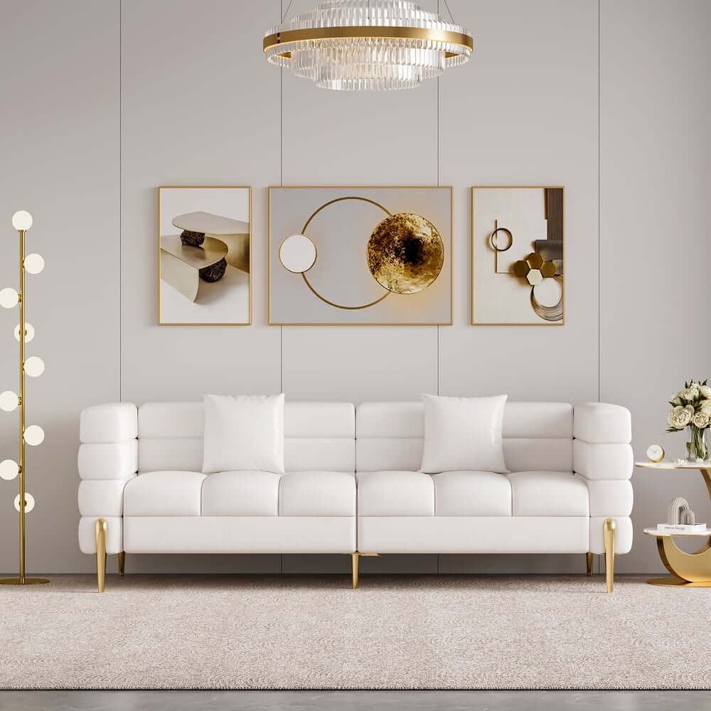 Modern Boucle Modular Sofa With Gold Legs