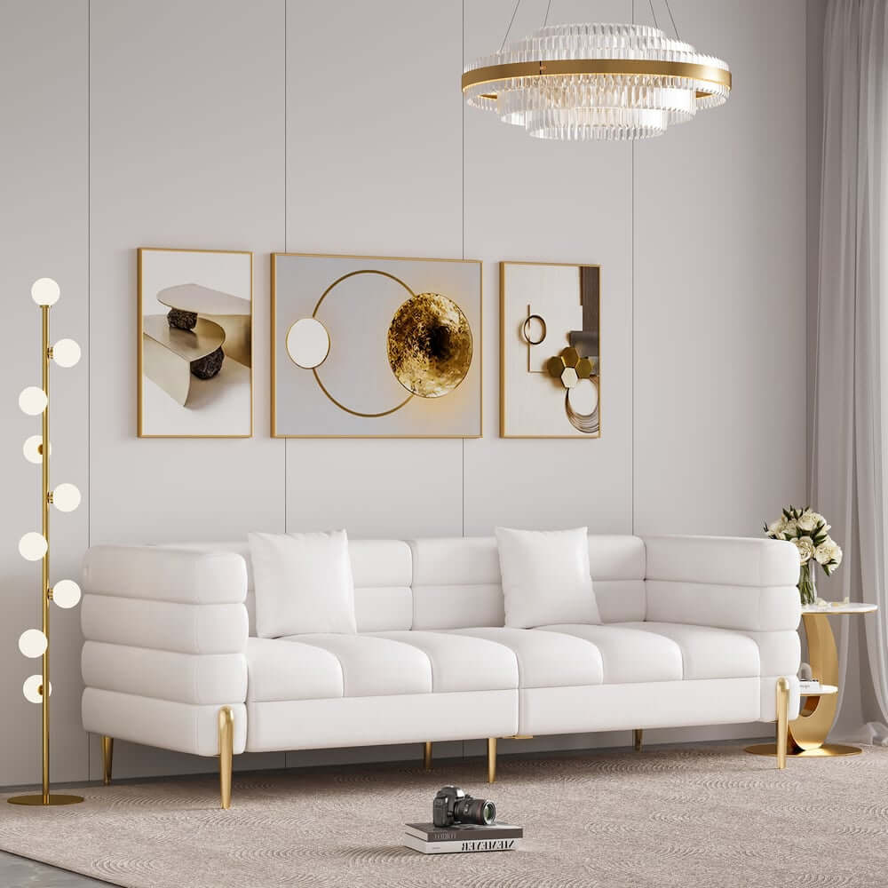 Modern Boucle Modular Sofa With Gold Legs