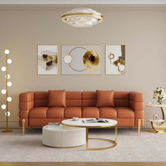 Modern Boucle Modular Sofa With Gold Legs