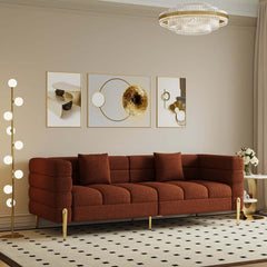 Modern Boucle Modular Sofa With Gold Legs