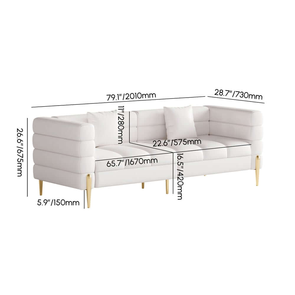Modern Boucle Modular Sofa With Gold Legs Dimensions