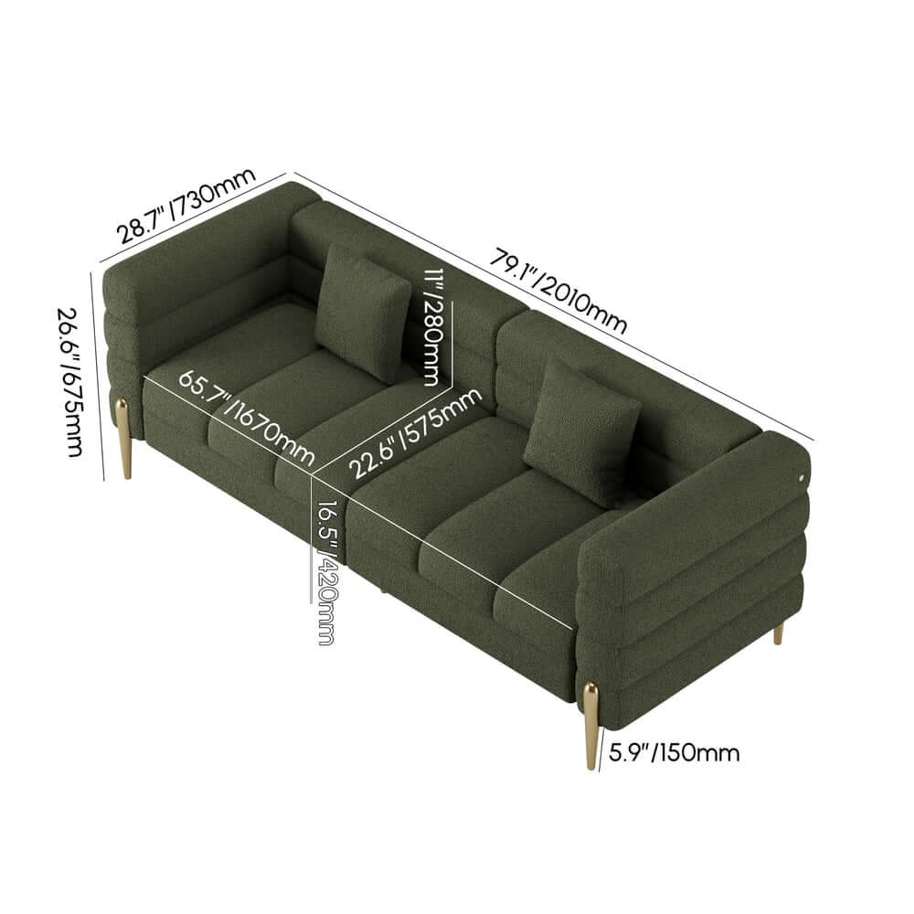 Modern Boucle Modular Sofa With Gold Legs Dimensions