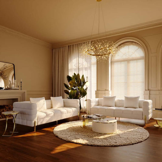 Modern Boucle Modular Sofa With Gold Legs Main Product Image