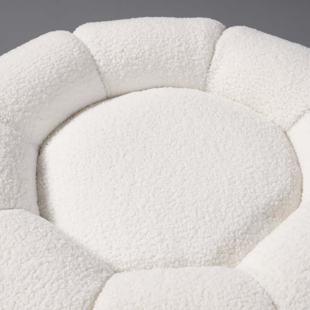 Modern Boucle Pumpkin Ottoman With Gold Legs