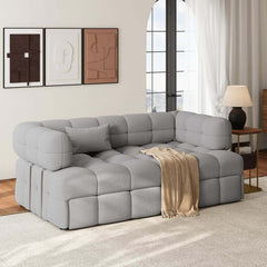 Modern Boucle Sofa Bed With Flared Arms And Pine Frame