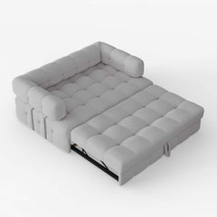 Modern Boucle Sofa Bed With Flared Arms And Pine Frame