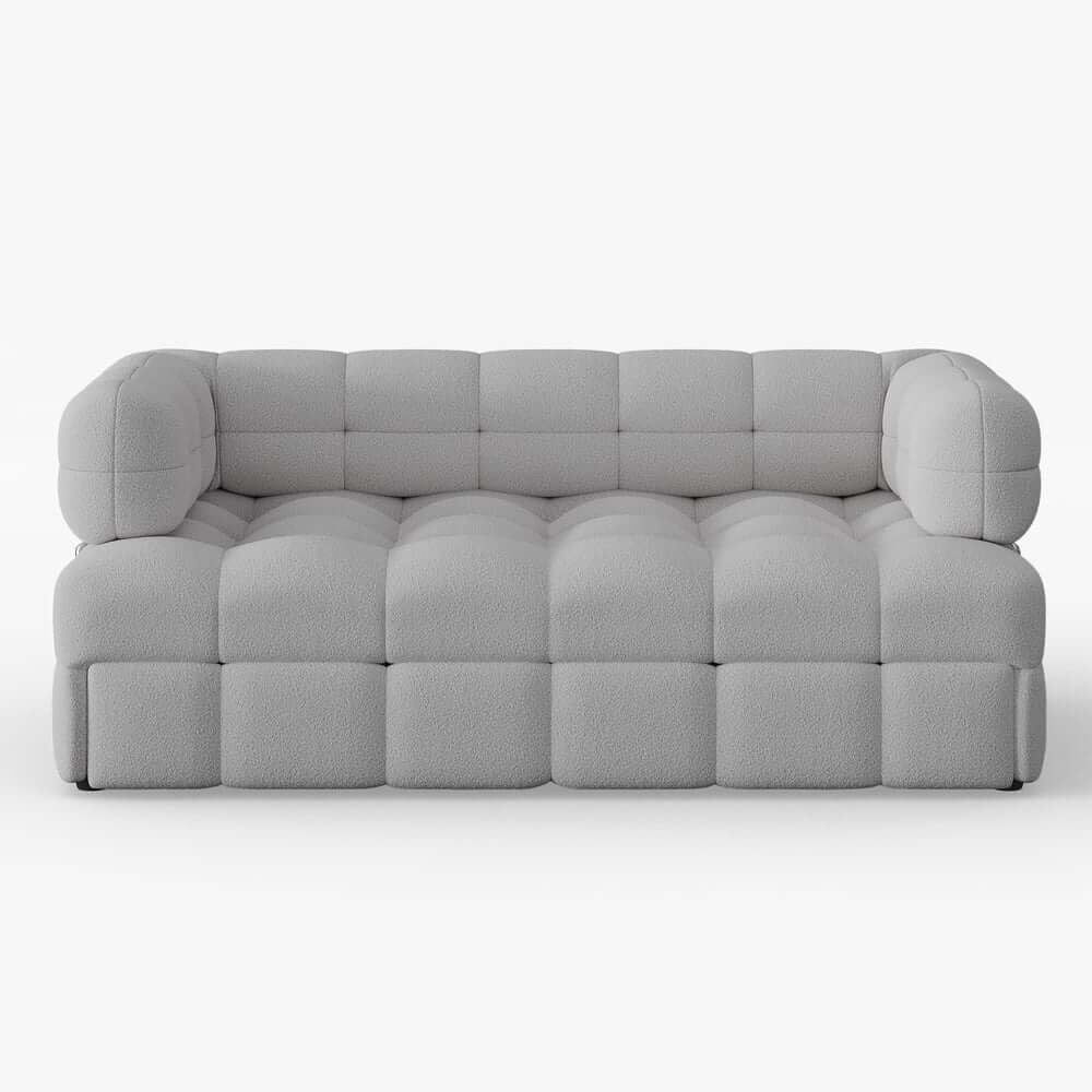 Modern Boucle Sofa Bed With Flared Arms And Pine Frame
