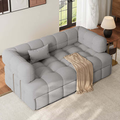 Modern Boucle Sofa Bed With Flared Arms And Pine Frame