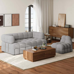 Modern Boucle Sofa Bed With Flared Arms And Pine Frame