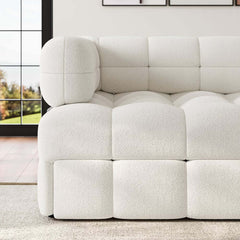 Modern Boucle Sofa Bed With Flared Arms And Pine Frame