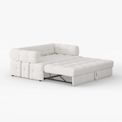 Modern Boucle Sofa Bed With Flared Arms And Pine Frame