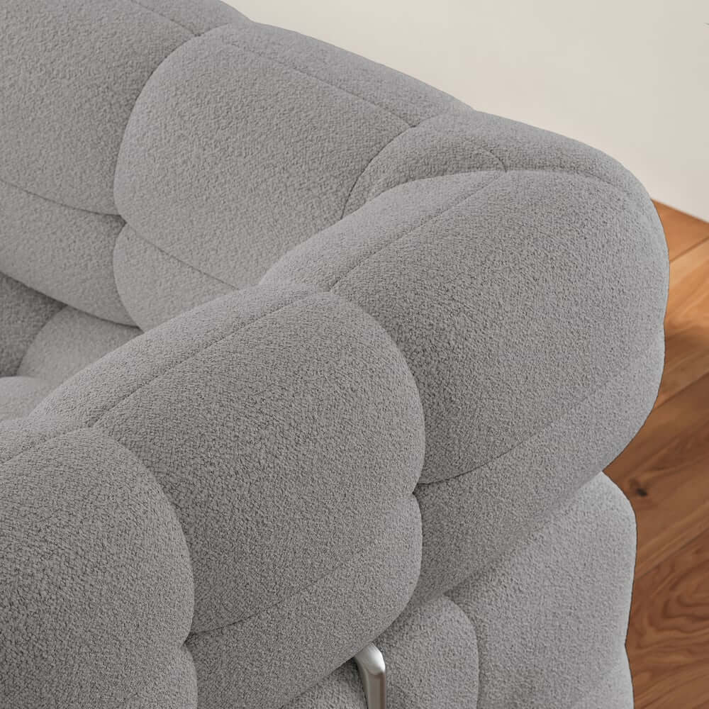 Modern Boucle Sofa Bed With Flared Arms And Pine Frame