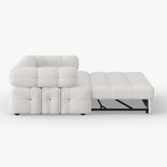 Modern Boucle Sofa Bed With Flared Arms And Pine Frame