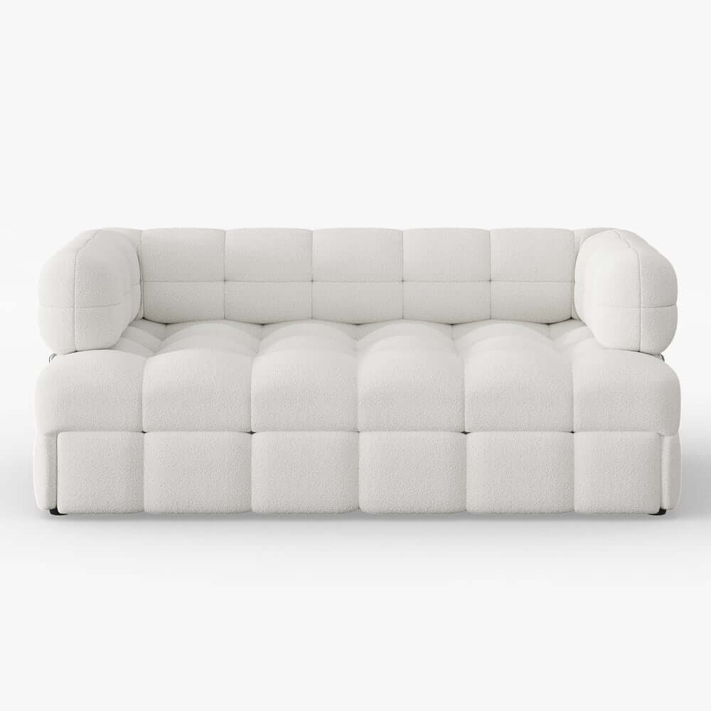 Modern Boucle Sofa Bed With Flared Arms And Pine Frame