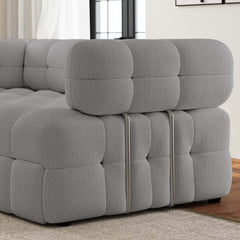 Modern Boucle Sofa Bed With Flared Arms And Pine Frame
