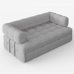Modern Boucle Sofa Bed With Flared Arms And Pine Frame