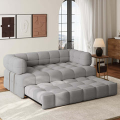 Modern Boucle Sofa Bed With Flared Arms And Pine Frame