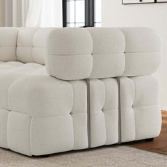 Modern Boucle Sofa Bed With Flared Arms And Pine Frame