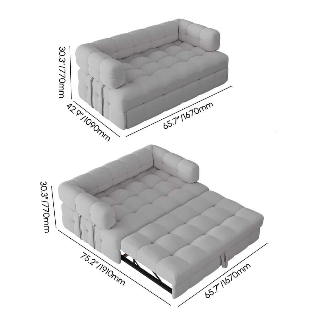 Modern Boucle Sofa Bed With Flared Arms And Pine Frame Dimensions