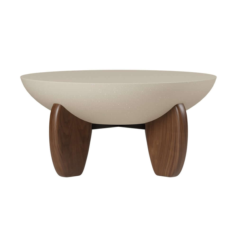 Modern Boucle Sofa Set With Coffee Table & Walnut Legs