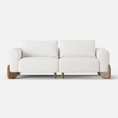 Modern Boucle Sofa Set With Coffee Table & Walnut Legs
